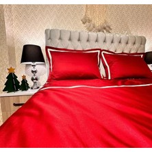 Bordo Renkli Pamuk-Saten Yorgan Kılıfı