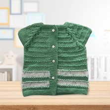 Pafuli El Örgüsü Su Yolu Desenli Bebek/çocuk Yeleği Yeşil (0-2 Yaş)