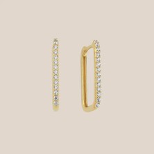 Orta Boy Taşlı Ataş Altın Küpe