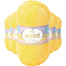 5 Adet Elite Baby El Örgü Ipi Tüylenmeyen Bebek Yünü Sarı 2857