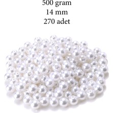 500 Gram 14MM Beyaz Renk Plastik Inci Boncuk Çanta ve Takı Yapım Boncuğu (~270 Adet)