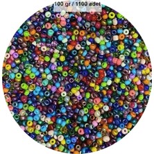 Karışık Renk 4 mm Yaklaşık 1100 Adet / 100 Gram Cam Boncuk Oya Yazma Bileklik ve Kolye