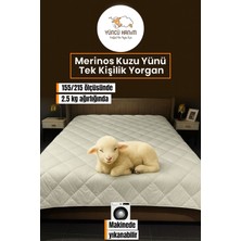 Tek Kişilik Merinos Kuzu Yünü Yorgan (%100 Doğal Merinos Kuzu Yünü) 155 x 215 cm Ebat