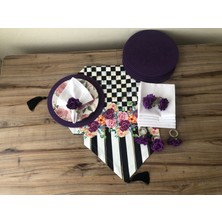 Sofra Sunum Seti Mor Gül Desenli Takım