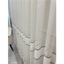 Nivemeshome Modern Zırh Görünümlü Ekru 1/3 Sık Pileli Tül Perde Apm