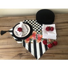 Sofra Sunum Seti Kırmızı Gül Desenli Takım