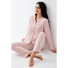 Pierre Cardin 9081 Kadın Uzun Kollu Gömlek Pijama Takımı-Pembe