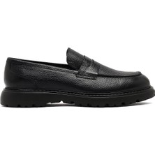 Erkek Siyah Kalın Tabanlı Deri Loafer 25WFD8200FT