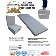Katlanır Yer Yatağı ve Tek Kişilik Sünger Katlanır Minder Yatak 70X180X10 Cm-Gri