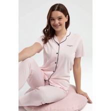 Pierre Cardin 7715 Kadın Kısa Kollu Gömlek Pijama Takımı-Somon