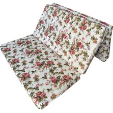 Çift Kişilik Katlanır Yer Yatağı ve Sünger Yatak Katlanır Minder Yatak 120X195X8 Cm-Ingiliz Gülü