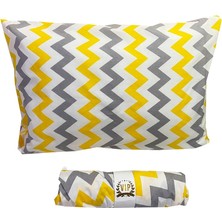 Tek Kişilik Lastikli Çarşaf ve 1 Adet Yastık Kılıfı 100X200 cm Sarı Gri Zikzak