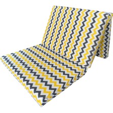 Vip Katlanır Yer Yatağı (8 cm Kalın)Sünger Yatak 80X180X8 Cm-Sarı Gri Zikzak
