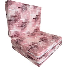 Katlanır Yer Yatağı ve Tek Kişilik Sünger Katlanır Minder Yatak 90X190X10 Cm-Pembe Ağaç