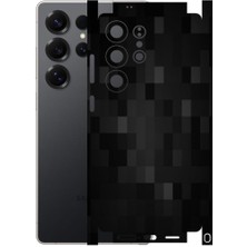 Kapps Samsung S25 Ultra ile Uyumlu Pixel Desenli Siyah Arka Kaplama(Kılıf Değildir!)