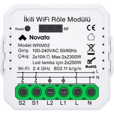 Tuya Uyumlu Akıllı Anahtar Modülü, Çift Çıkışlı, Anahtar Girişli, 2X10A - 220V Röle, Google Asistan ve Alexa Destekli