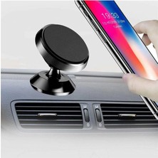 Trend Tüm Cihazlara Uyumlu Mıknatıslı Telefon Tutacağı Siyah Araç Içi Telefon Tutucu Masaüstü Için Uygun Başlık Kısmı Dönebilen Mini Tutucu