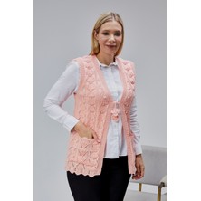 Kadın Yumoş Kazayağı Model Kalın Kışlık Özel Örgü Cepli Triko Anne Yelek