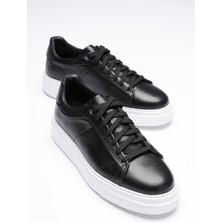 Erkek Hakiki Deri Sneaker Siyah Maver