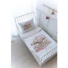 Organik Baskılı Montessori (100X200) Yorgan Seti - Royal Series - Pink Carousel