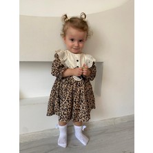 Leopar Desenli Kadife Elbise