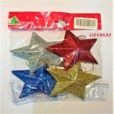 Ağaç Parti Süsü Yıldız 4 Lü Kırmızı