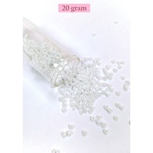 Dökme Cam Kum Boncuk (8/0) 3 mm - 20 Gram - Inci Beyaz - BNC145