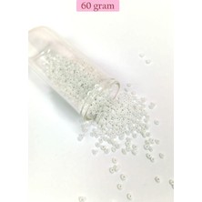 Dökme Cam Kum Boncuk (8/0) 3 mm - 60 Gram - Parlak Beyaz - BNC194