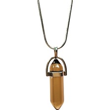 Dumanlı Kuvars Doğal Taşı Zincirli El Yapımı Kolye Uç: 3 cm Zincir: 20 cm Kutulu