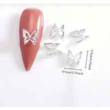 Aeç Tasarım 10 Adet Gümüş Kelebek Tırnak Süsü Nail Art Süslemeleri