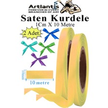 Açık Sarı Kurdele Saten 1 cm 10 Metre 2 Adet Saten Kurdela Parlak Hediye ve Süsleme Şeridi Süs Paketleme Çiçek Saç El