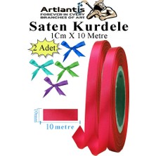 Kırmızı Kurdele Saten 1 cm 10 Metre 2 Adet Saten Kurdela Parlak Hediye ve Süsleme Şeridi Süs Paketleme Çiçek Saç El