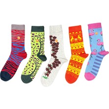 Kadın Renkli Desenli Pamuklu Çorap