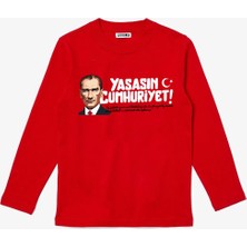 Uzun Kollu Yaşasın Cumhuriyet Baskılı Pamuklu Çocuk T-Shirt