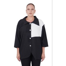 Kadın Büyük Beden Asimetrik Kesim Gömlek Ceket