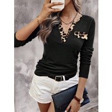 Giyimodam Kadın Uzun Kollu V Yakalı Kaşkorse Bluz