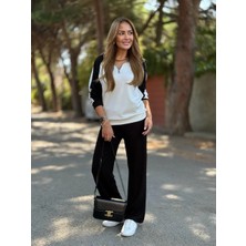 Şans Life Kadın Reglan Kol Dik Yaka Renk Bloklu Pantolonlu Ikili Takım