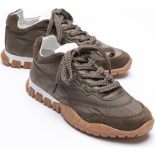 Kadın Hakiki Süet Bağcıklı Krep Tabanlı Anorak Detaylı Sneaker Yeşil Minu