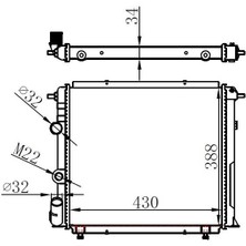 Orıs MRN058034 - Radyatör R19 Alıze 1.6 Enj. 88 Mek. 430×388X34 mt