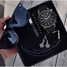 Su Geçirmez Erkek Kol Saat Gözlük Tesbih ve Bileklik Set