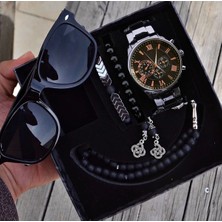 Su Geçirmez Erkek Kol Saati Gözlük Tesbih ve Bileklik Seti