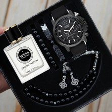 Erkek Kol Saati Parfüm Tesbih ve Bileklik Seti