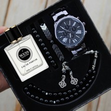 Erkek Kol Saati Parfüm Tesbih ve Bileklik Seti