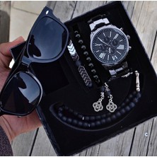 Su Geçirmez Erkek Kol Saat Gözlük Tesbih ve Bileklik Set