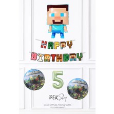 Minecraft Tema Steve Balonlu Doğum Günü Balon Seti