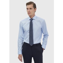 Koyu Mavi Düz Regular Fit Dokuma Klasik %100 Pamuk Gömlek