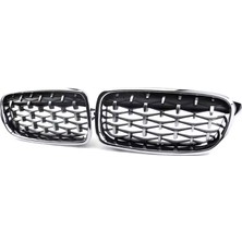 Bmw 3 Serisi F30 F31 F35 Uyumlu Diamond Ön Panjur Izgara Böbrek Piano Black ve  Krom 2012-2019
