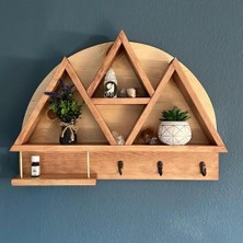 Doğal Ahşap Anahtarlık Anahtar Askısı Modern Hol, Antre Raflı Anahtar Askılık