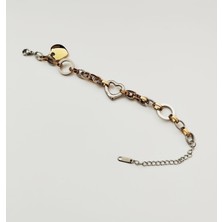 Çelik Kalp Charmlı Iki Renk Bileklik