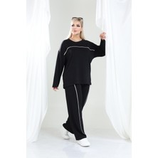 Şuranur Kadın Büyük Beden Oysho Tarzı Modal Kumaş Uzun Kollu Biyeli Rahat Günlük Takım